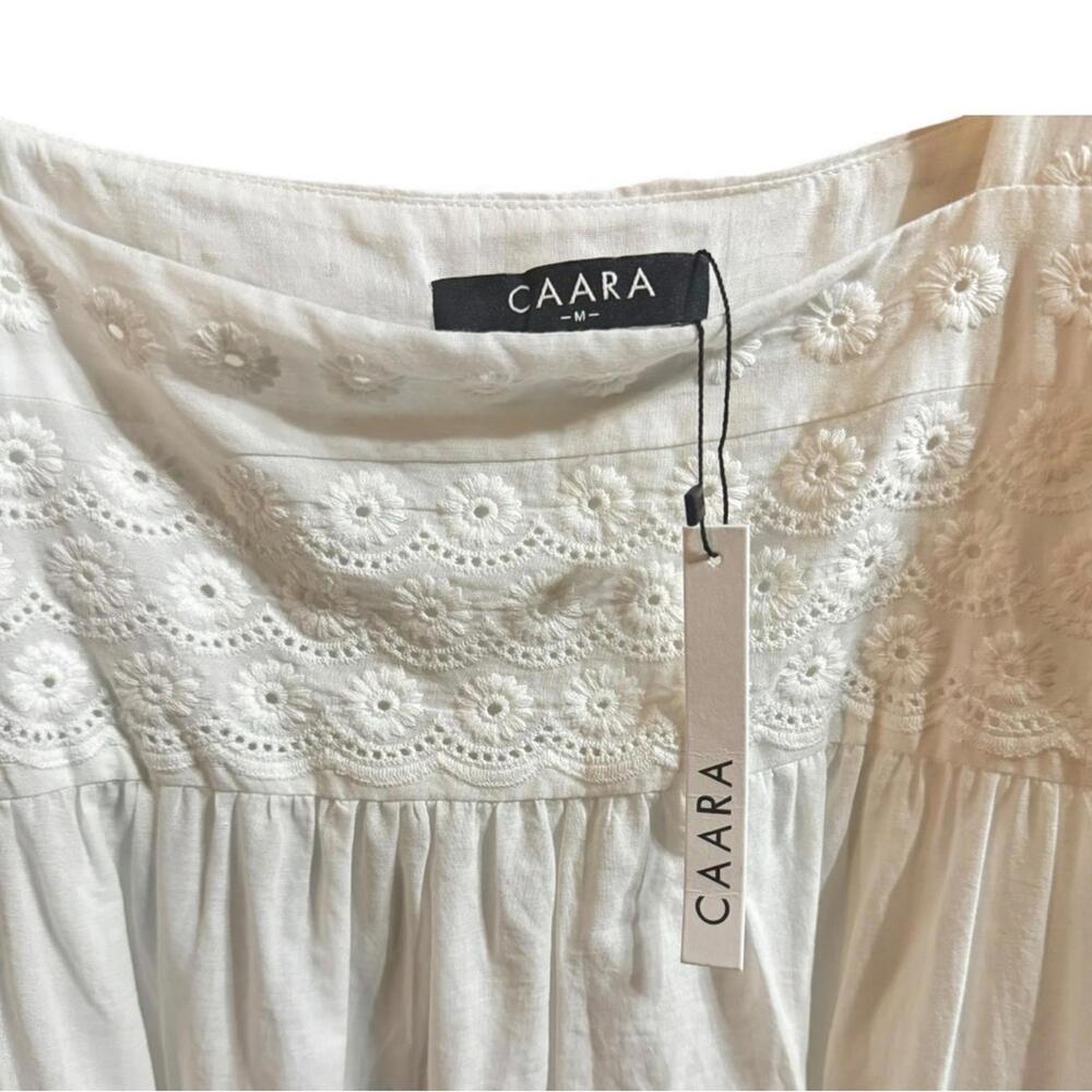 NWT CAARA White Eyelet Mini Dress A-Line Flutter Sleeve M Coquette Cottagecore - Picture 8 of 9